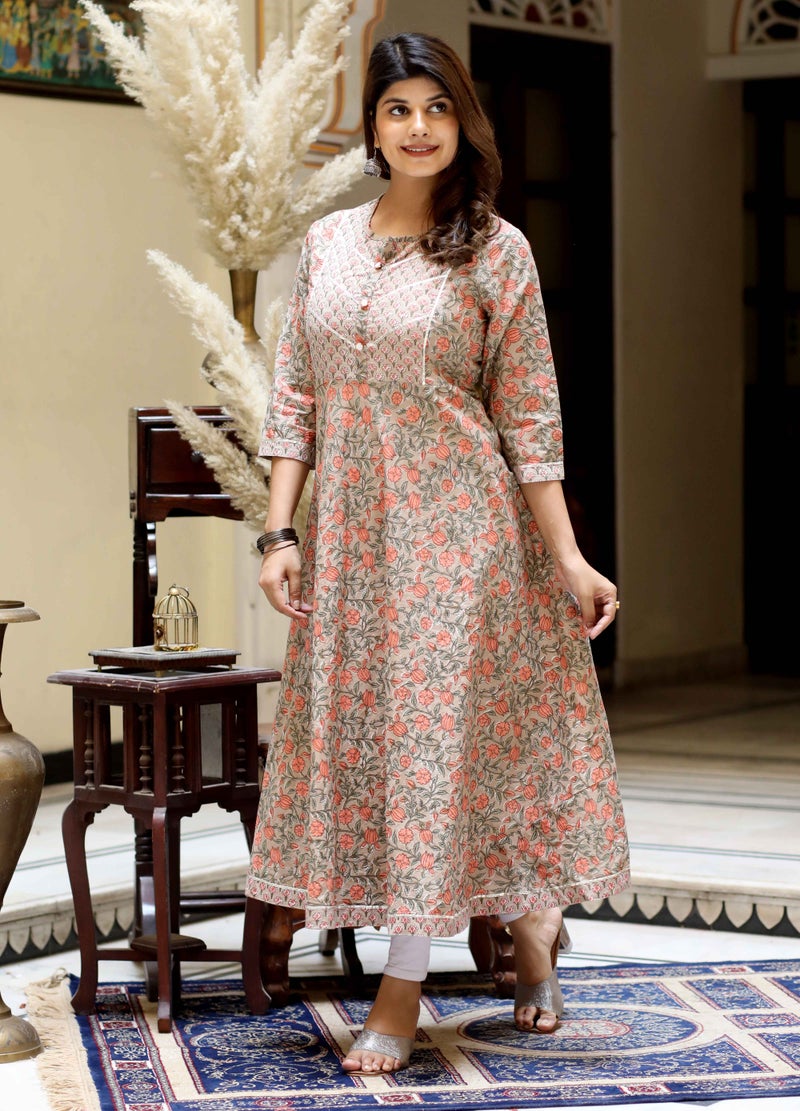 Miravan Floral Printed Anarkali Kurta for Women - Image 2